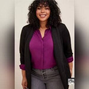 NWT 6X TORRID Cupro Double Button Black Open-Front Cardigan Jacket Women's